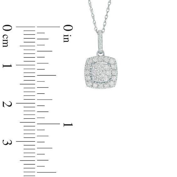Previously Owned - 1/3 CT. T.w. Cushion-Shaped Multi-Diamond Pendant in 10K White Gold