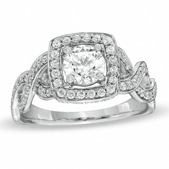 Previously Owned - 1-1/2 CT. T.w. Diamond Twist Engagement Ring in 14K White Gold