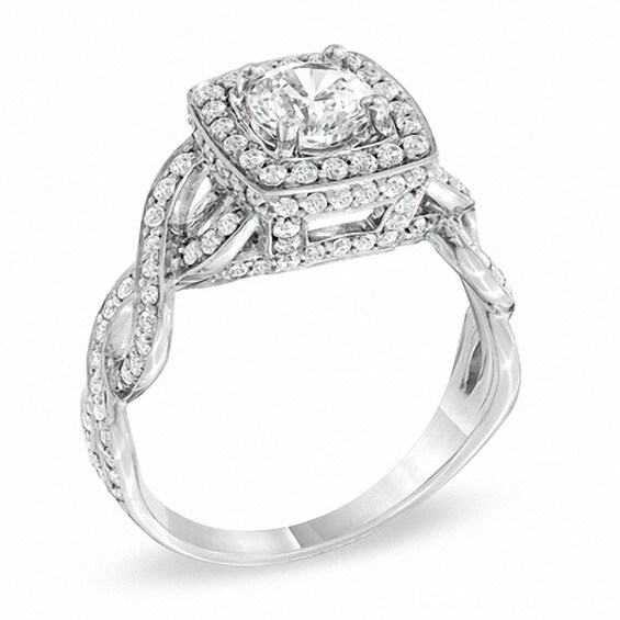 Previously Owned - 1-1/2 CT. T.w. Diamond Twist Engagement Ring in 14K White Gold