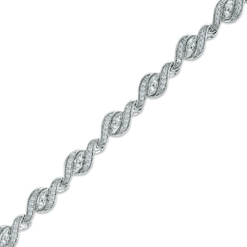 Main Image 1 of Previously Owned - 1 CT. T.W. Diamond Cascading Bracelet in 10K White Gold