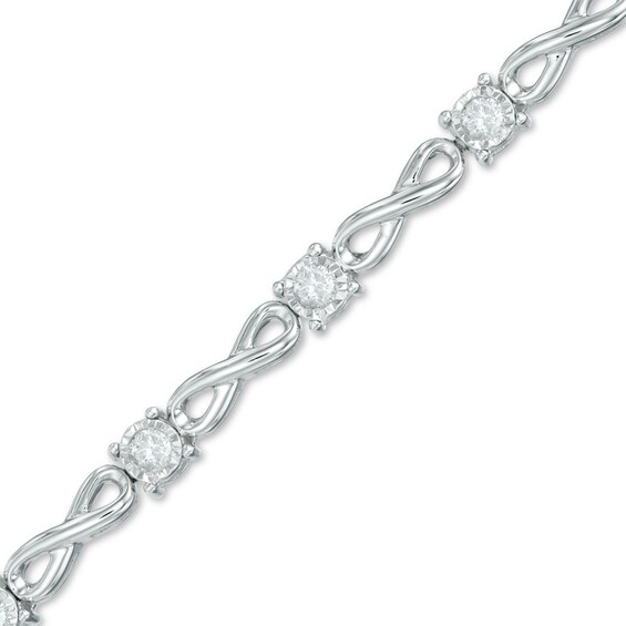 Previously Owned - 1/2 CT. T.w. Diamond Infinity Link Bracelet in 10K White Gold
