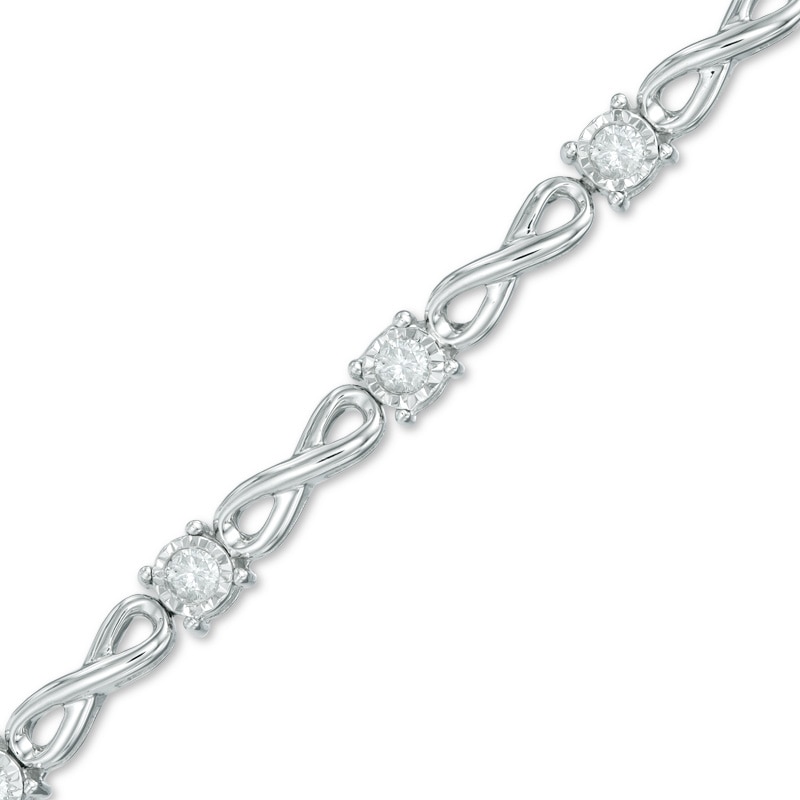 Main Image 1 of Previously Owned - 1/2 CT. T.W. Diamond Infinity Link Bracelet in 10K White Gold