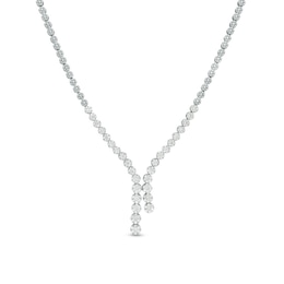 Previously Owned - 3 CT. T.W. Diamond Avalanche Staggered Drop Necklace in 14K White Gold - 19.5"