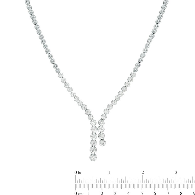 Main Image 2 of Previously Owned - 3 CT. T.W. Diamond Avalanche Staggered Drop Necklace in 14K White Gold - 19.5"