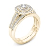Thumbnail Image 2 of Previously Owned - 7/8 CT. T.W. Diamond Double Cushion Frame Multi-Row Vintage-Style Bridal Set in 14K Gold
