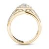 Thumbnail Image 3 of Previously Owned - 7/8 CT. T.W. Diamond Double Cushion Frame Multi-Row Vintage-Style Bridal Set in 14K Gold