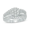 Thumbnail Image 1 of Previously Owned - 1 CT. T.W. Multi-Diamond Flower Bypass Ring in 10K White Gold