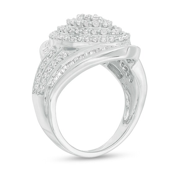 Previously Owned - 1-1/2 CT. T.w. Composite Diamond Marquise Bypass Frame Ring in 10K White Gold
