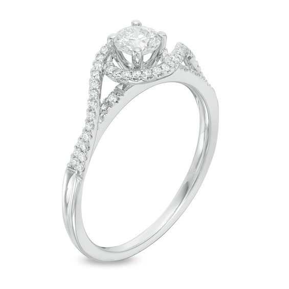 Previously Owned - 1/2 CT. T.w. Diamond Swirl Bypass Engagement Ring in 14K White Gold