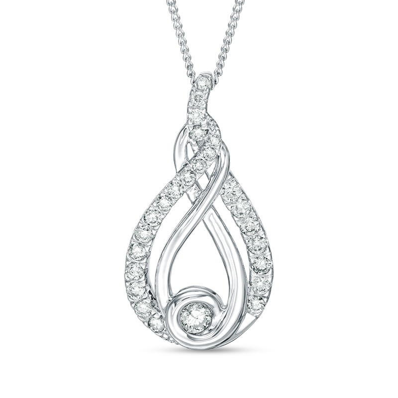Main Image 1 of Previously Owned - Interwoven™ 1/2 CT. T.W. Diamond Pendant in 10K White Gold - 19"
