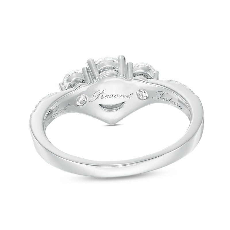 Main Image 3 of Previously Owned - 1 CT. T.W. Diamond Past Present Future® Chevron Engagement Ring in 14K White Gold