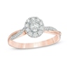 Thumbnail Image 1 of Previously Owned - 3/8 CT. T.W. Oval Diamond Frame Twist Engagement Ring in 10K Rose Gold