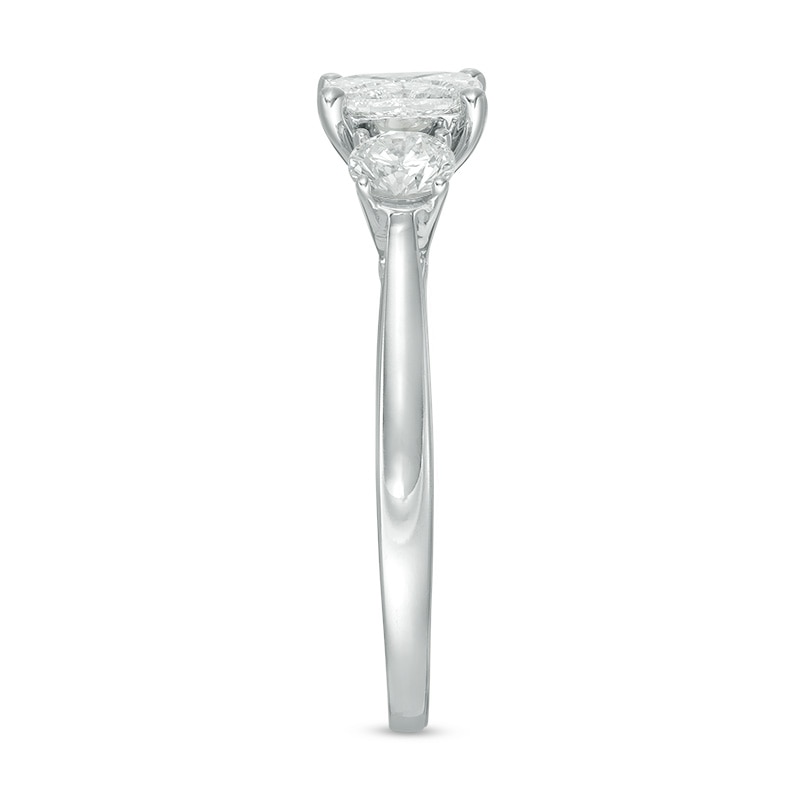 Main Image 4 of Previously Owned - 1 CT. T.W. Composite Diamond Oval Three Stone Engagement Ring in 14K White Gold