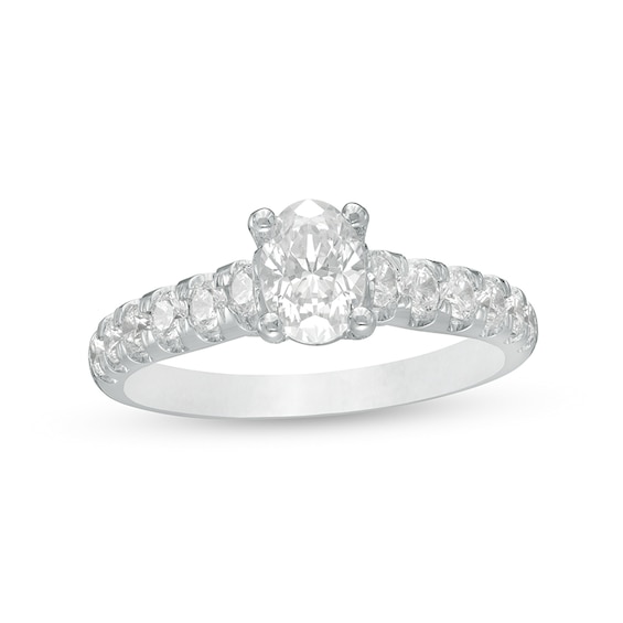Previously Owned - 1-1/2 CT. T.w. Oval Diamond Engagement Ring in 14K White Gold (I/Si2)