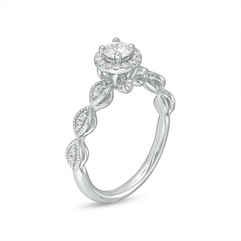Main Image 3 of Previously Owned - 1/2 CT. T.W. Diamond Frame Vintage-Style Engagement Ring in 14K White Gold