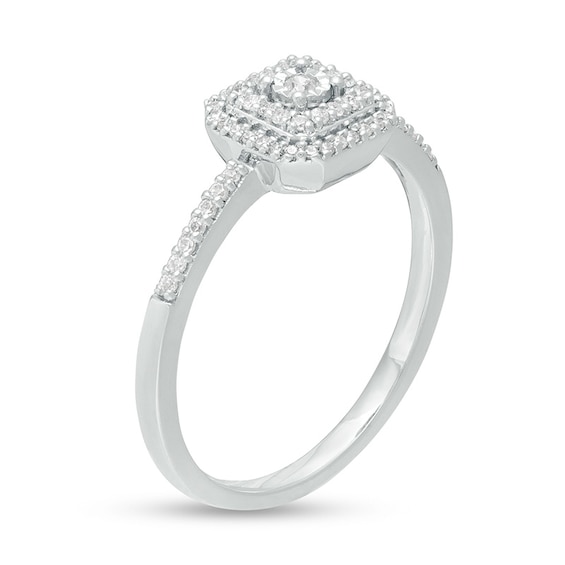 Previously Owned - 1/6 CT. T.w. Diamond Double Cushion Frame Promise Ring in 10K White Gold