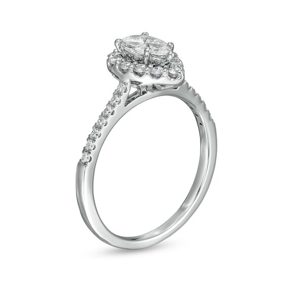Previously Owned - 3/4 CT. T.w. Composite Pear-Shaped Diamond Frame Engagement Ring in 10K White Gold