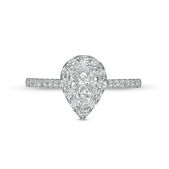 Previously Owned - 3/4 CT. T.w. Composite Pear-Shaped Diamond Frame Engagement Ring in 10K White Gold