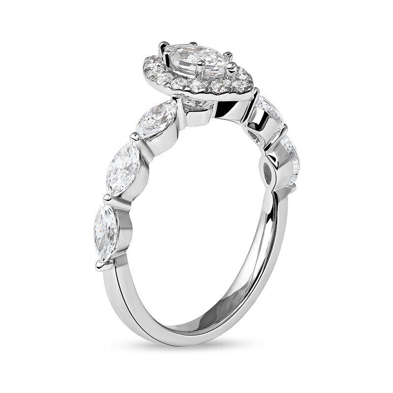 Main Image 2 of Previously Owned - 1 CT. T.W. Marquise and Round Diamond Frame Engagement Ring in 10K White Gold