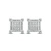 Thumbnail Image 1 of Previously Owned - 1/5 CT. T.W. Diamond Frame Raised Square Stud Earrings in 10K White Gold