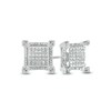Thumbnail Image 2 of Previously Owned - 1/5 CT. T.W. Diamond Frame Raised Square Stud Earrings in 10K White Gold