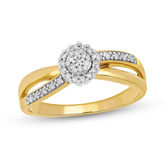 Previously Owned - 1/5 CT. T.w. Composite Diamond Frame Split Shank Engagement Ring in 10K Gold