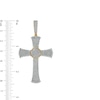 Thumbnail Image 2 of Previously Owned - Men's 2 CT. T.W. Baguette and Round Diamond Circle center Flared Cross Necklace Charm in 10K Gold