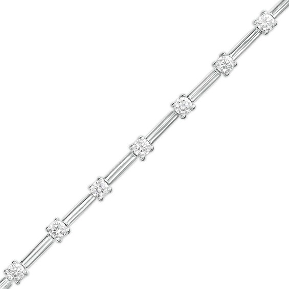 Previously Owned - 1 CT. T.w. Diamond Alternating Line Bracelet in 10K White Gold