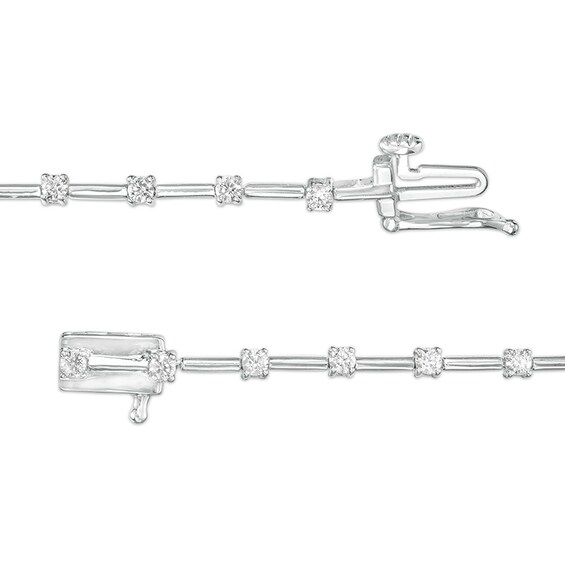 Previously Owned - 1 CT. T.w. Diamond Alternating Line Bracelet in 10K White Gold