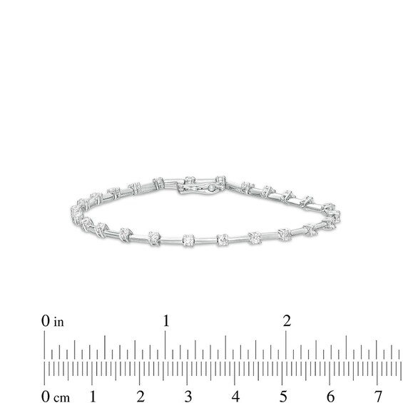 Previously Owned - 1 CT. T.w. Diamond Alternating Line Bracelet in 10K White Gold