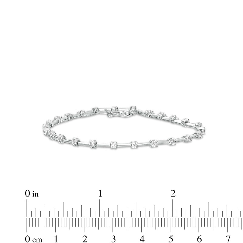 Main Image 4 of Previously Owned - 1 CT. T.W. Diamond Alternating Line Bracelet in 10K White Gold