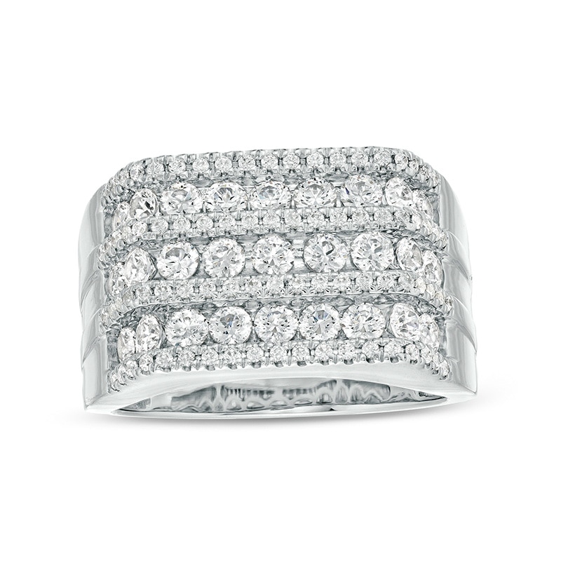 Main Image 1 of Previously Owned - 2 CT. T.W. Diamond Multi-Row Rectangle-Top Ring in 10K White Gold