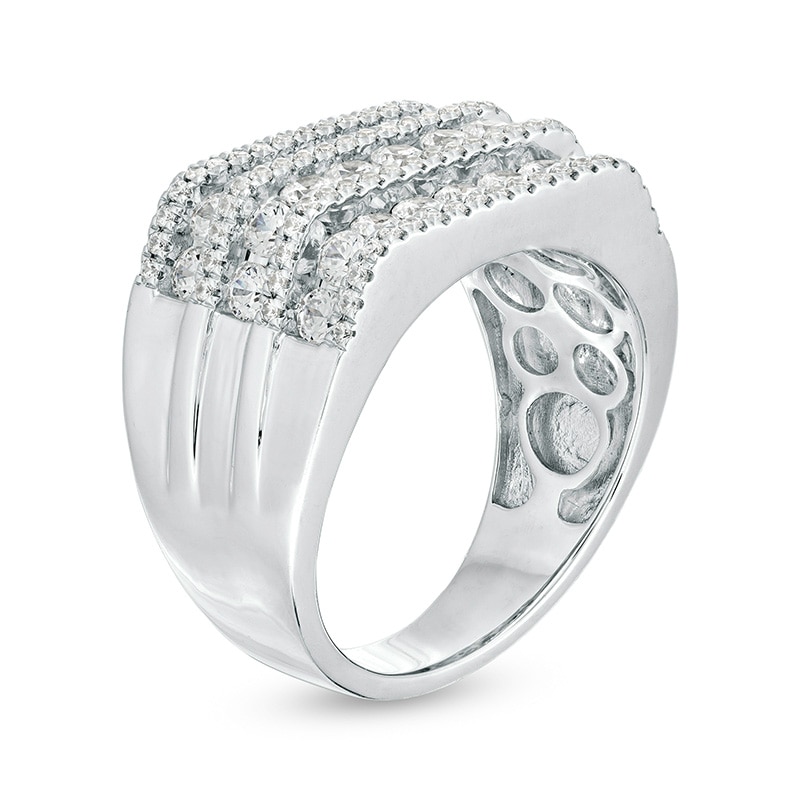 Main Image 3 of Previously Owned - 2 CT. T.W. Diamond Multi-Row Rectangle-Top Ring in 10K White Gold