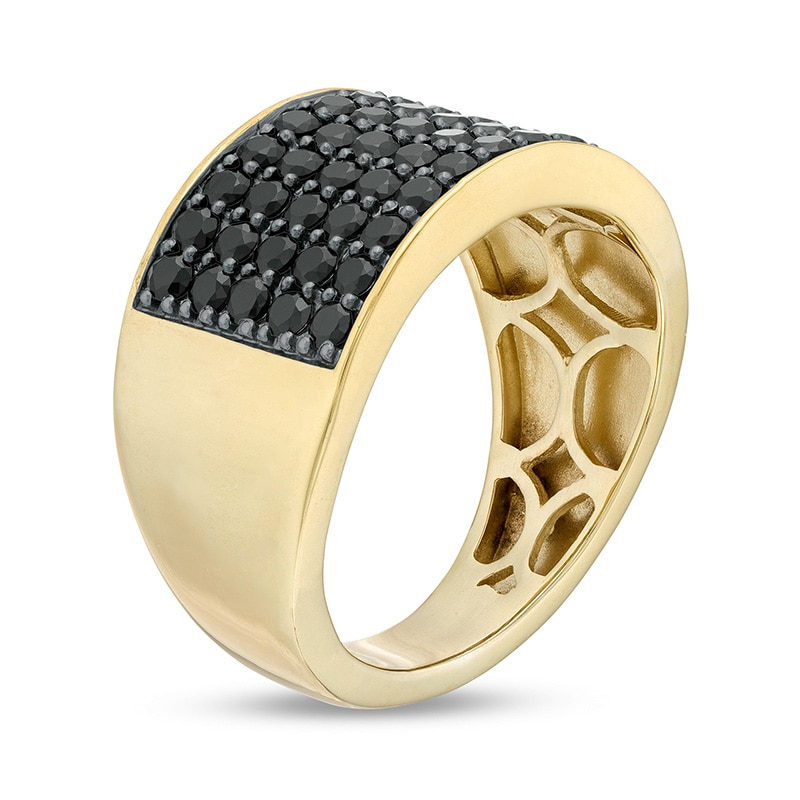 Main Image 3 of Previously Owned - 2 CT. T.W. Black Diamond Multi-Row Ring in 10K Gold