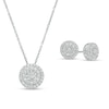 Thumbnail Image 1 of Previously Owned - 1 CT. T.W. Diamond Double Frame Pendant and Stud Earrings Set in Sterling Silver