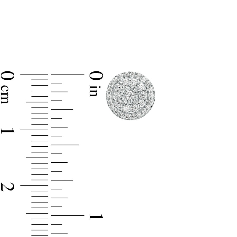 Main Image 3 of Previously Owned - 1 CT. T.W. Diamond Double Frame Pendant and Stud Earrings Set in Sterling Silver