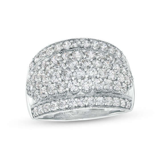 Previously Owned - 2 CT. T.w. Lab-Grown Diamond Vintage-Style Multi-Row Anniversary Band in 10K White Gold (F/Si2)