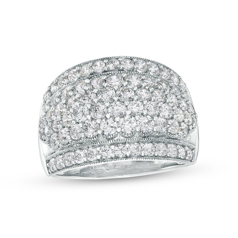 Main Image 1 of Previously Owned - 2 CT. T.W.  Lab-Grown Diamond Vintage-Style Multi-Row Anniversary Band in 10K White Gold (F/SI2)