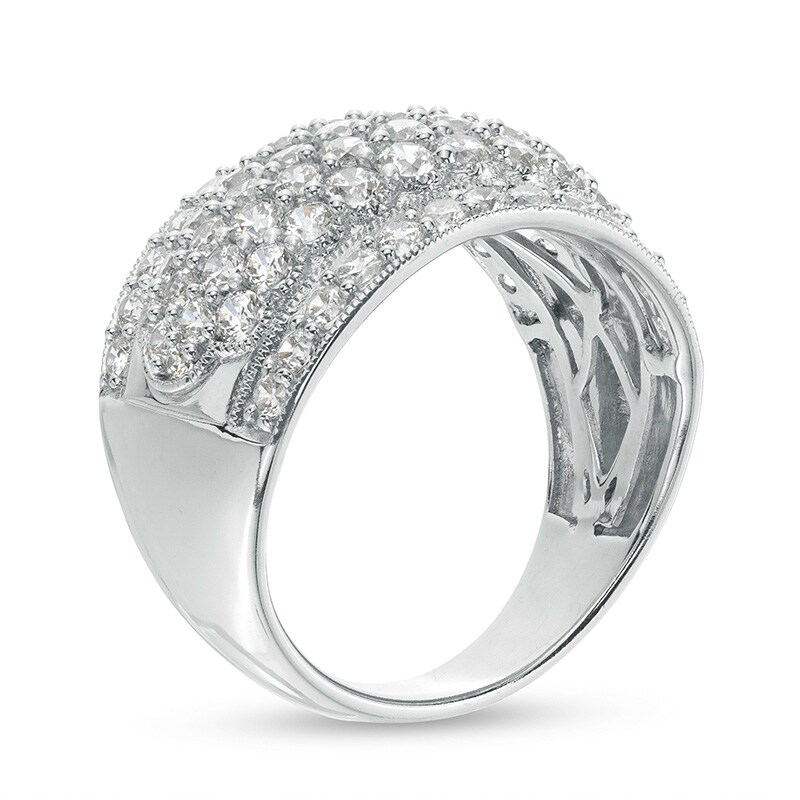 Main Image 3 of Previously Owned - 2 CT. T.W.  Lab-Grown Diamond Vintage-Style Multi-Row Anniversary Band in 10K White Gold (F/SI2)