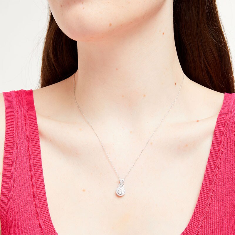 Main Image 2 of Previously Owned - 1/2 CT. T.W. Multi-Diamond Infinity Drop Pendant in 10K White Gold