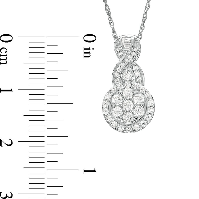 Main Image 3 of Previously Owned - 1/2 CT. T.W. Multi-Diamond Infinity Drop Pendant in 10K White Gold