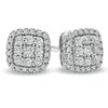 Thumbnail Image 1 of Previously Owned - 2 CT. T.W. Cushion-Shaped Multi-Diamond Stud Earrings in 10K White Gold