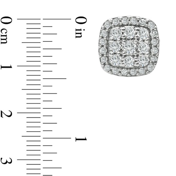 Previously Owned - 2 CT. T.w. Cushion-Shaped Multi-Diamond Stud Earrings in 10K White Gold