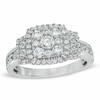 Thumbnail Image 1 of Previously Owned - 1 CT. T.W. Princess-Shaped Multi-Diamond Frame Engagement Ring in 14K White Gold