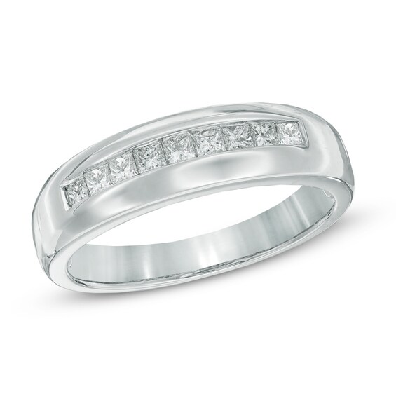 Previously Owned - 1/2 CT. T.w. Square-Cut Diamond Wedding Band in 14K White Gold