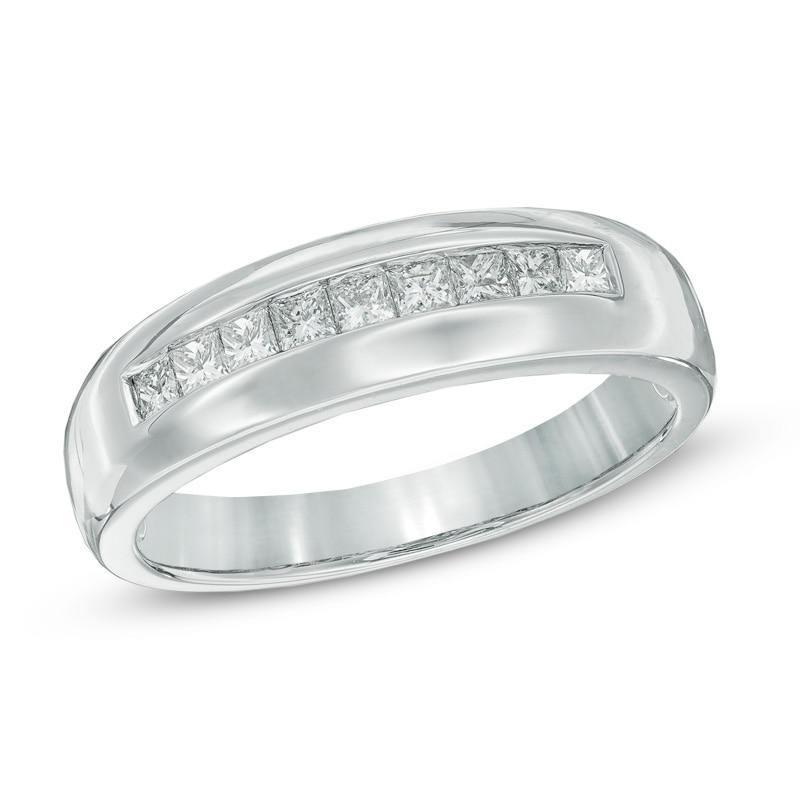 Main Image 1 of Previously Owned - 1/2 CT. T.W. Square-Cut Diamond Wedding Band in 14K White Gold