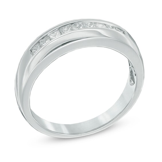 Previously Owned - 1/2 CT. T.w. Square-Cut Diamond Wedding Band in 14K White Gold