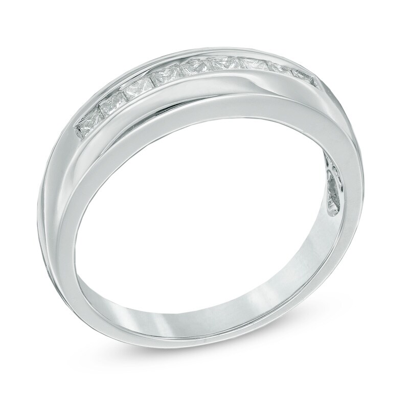 Main Image 2 of Previously Owned - 1/2 CT. T.W. Square-Cut Diamond Wedding Band in 14K White Gold