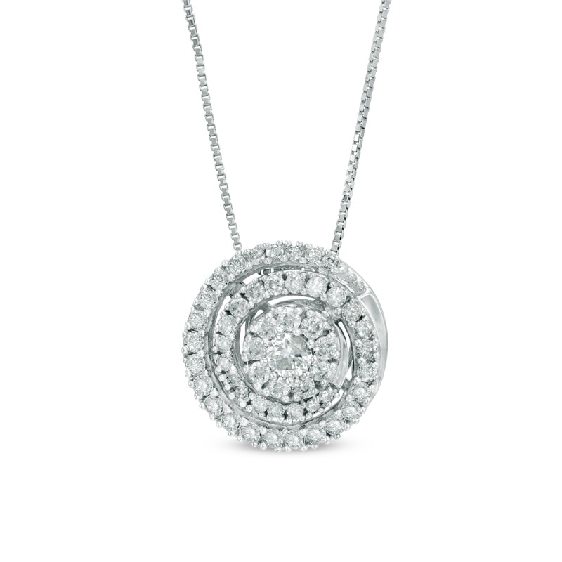 Main Image 1 of Previously Owned - 1/2 CT. T.W. Diamond Swirl Pendant in 14K White Gold