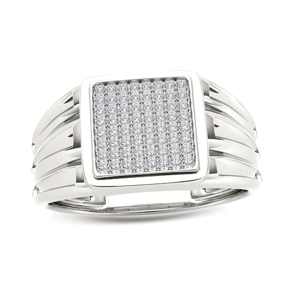 Previously Owned - 1/5 CT. T.w. Composite Diamond Square Signet Ring in 14K White Gold